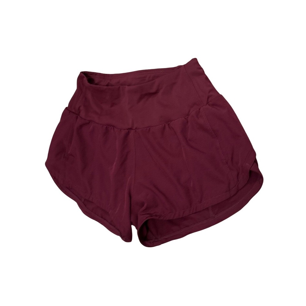 Women's High-Waist Burgundy Athletic Shorts